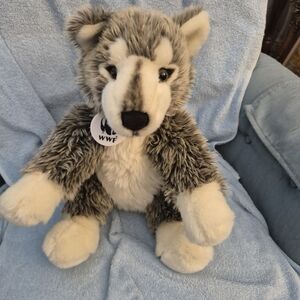WWF Gray and Cream Wolf Plush Toy